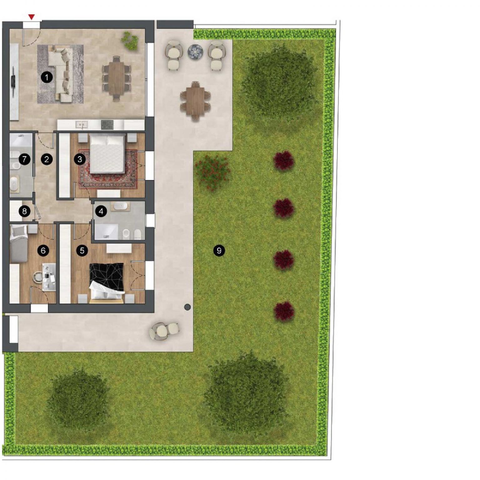 Planimetria unità A2, Seven Residence - Moho